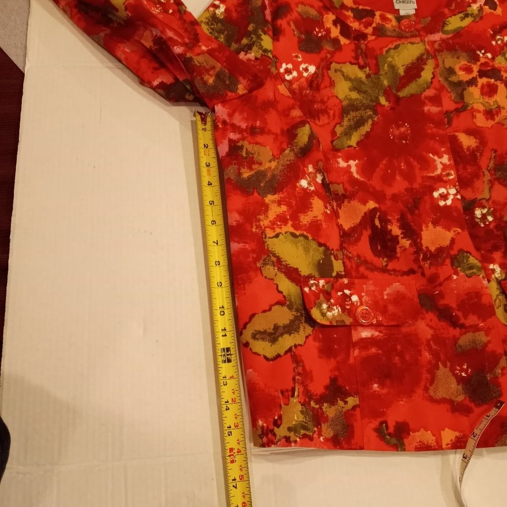 Chico's Floral Multi Colored Hidden Button Jacket Size 3 Chico's  Size XL 16 - Picture 12 of 12